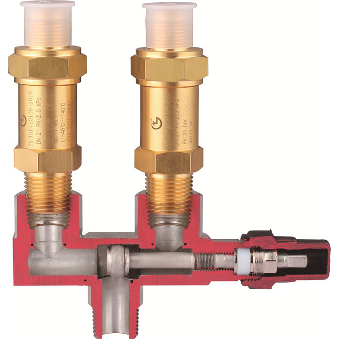 صمام تخفيف ضغط المبردات الصمام الأمني المركزي AC مع -29 °C ٪ + 140 °C 0.3 ~ 4.5MPa الضغط